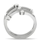 MATK173 - High polished (no plating) Stainless Steel Ring with Top Grade Crystal  in Clear