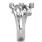 MATK173 - High polished (no plating) Stainless Steel Ring with Top Grade Crystal  in Clear