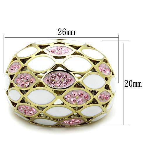 MATK1742 - IP Gold(Ion Plating) Stainless Steel Ring with Top Grade Crystal  in Light Rose
