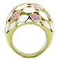 MATK1742 - IP Gold(Ion Plating) Stainless Steel Ring with Top Grade Crystal  in Light Rose