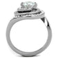 MATK1746 - High polished (no plating) Stainless Steel Ring with AAA Grade CZ  in Clear