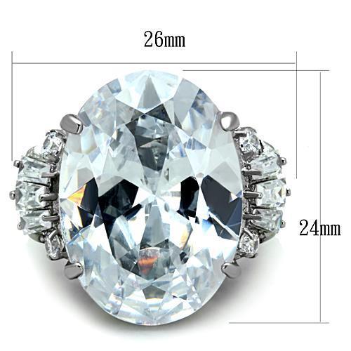 MATK1747 - High polished (no plating) Stainless Steel Ring with AAA Grade CZ  in Clear