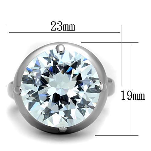 MATK1749 - High polished (no plating) Stainless Steel Ring with AAA Grade CZ  in Clear