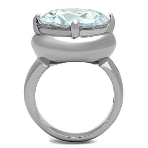 MATK1749 - High polished (no plating) Stainless Steel Ring with AAA Grade CZ  in Clear
