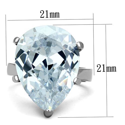 MATK1750 - High polished (no plating) Stainless Steel Ring with AAA Grade CZ  in Clear
