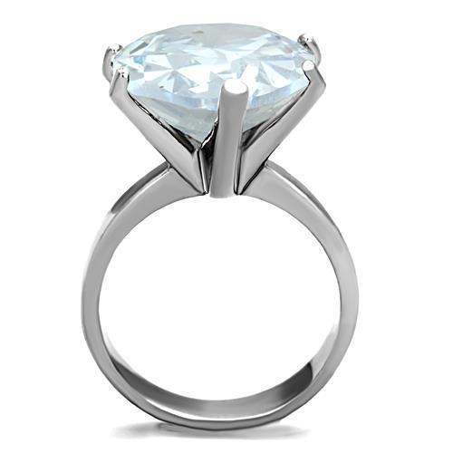 MATK1750 - High polished (no plating) Stainless Steel Ring with AAA Grade CZ  in Clear