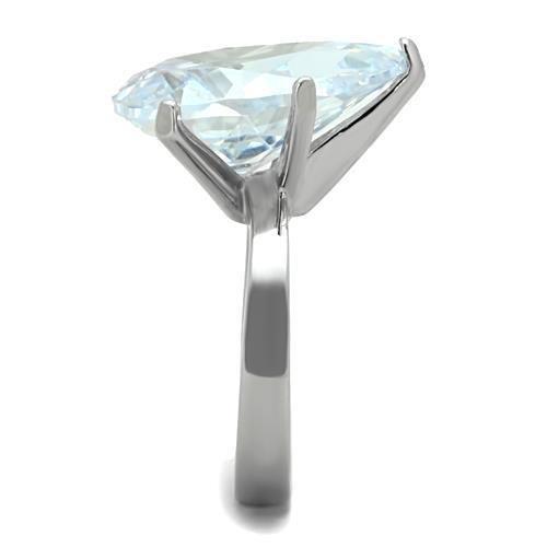 MATK1750 - High polished (no plating) Stainless Steel Ring with AAA Grade CZ  in Clear