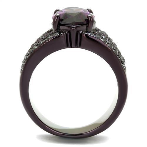 MATK1752DC - IP Dark Brown (IP coffee) Stainless Steel Ring with AAA Grade CZ  in Amethyst
