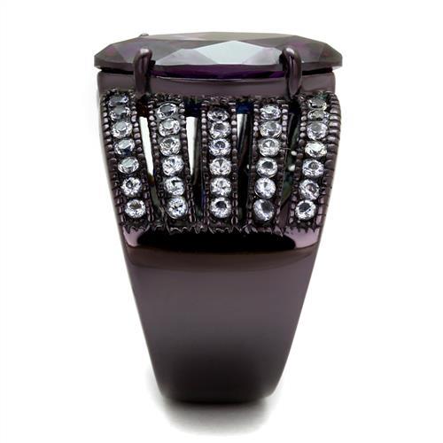 MATK1752DC - IP Dark Brown (IP coffee) Stainless Steel Ring with AAA Grade CZ  in Amethyst