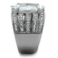 MATK1752 - High polished (no plating) Stainless Steel Ring with AAA Grade CZ  in Clear