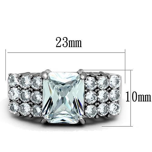 MATK1753 - High polished (no plating) Stainless Steel Ring with AAA Grade CZ  in Clear