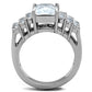 MATK1753 - High polished (no plating) Stainless Steel Ring with AAA Grade CZ  in Clear