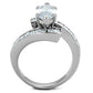 MATK1754 - High polished (no plating) Stainless Steel Ring with AAA Grade CZ  in Clear