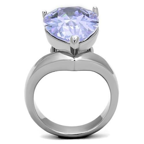 MATK1755 - High polished (no plating) Stainless Steel Ring with AAA Grade CZ  in Light Amethyst