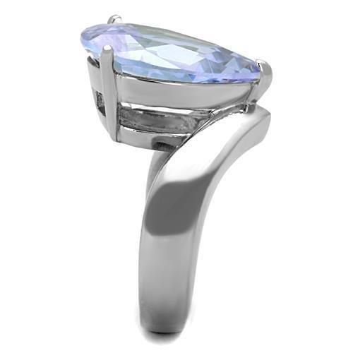 MATK1755 - High polished (no plating) Stainless Steel Ring with AAA Grade CZ  in Light Amethyst