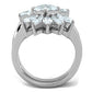 MATK1756 - High polished (no plating) Stainless Steel Ring with AAA Grade CZ  in Clear