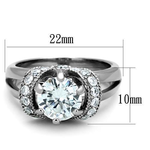 MATK1757 - High polished (no plating) Stainless Steel Ring with AAA Grade CZ  in Clear