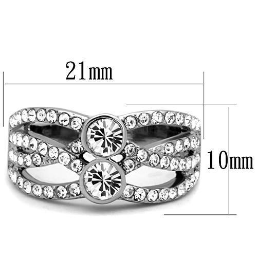 MATK1758 - High polished (no plating) Stainless Steel Ring with Top Grade Crystal  in Clear
