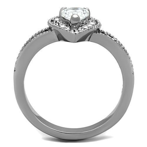 MATK1759 - High polished (no plating) Stainless Steel Ring with AAA Grade CZ  in Clear