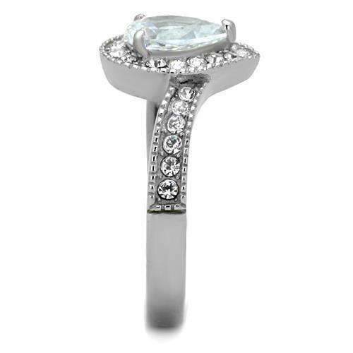 MATK1759 - High polished (no plating) Stainless Steel Ring with AAA Grade CZ  in Clear