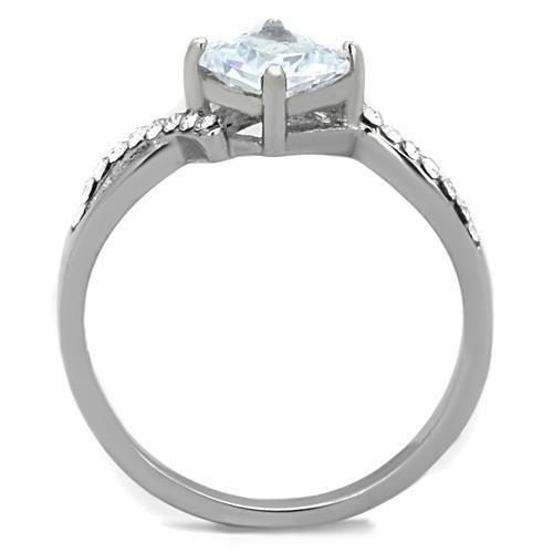 MATK1761 - High polished (no plating) Stainless Steel Ring with AAA Grade CZ  in Clear