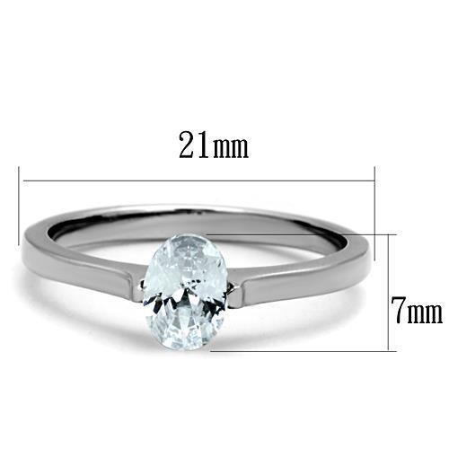 MATK1762 - High polished (no plating) Stainless Steel Ring with AAA Grade CZ  in Clear