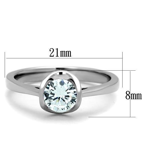 MATK1763 - High polished (no plating) Stainless Steel Ring with AAA Grade CZ  in Clear