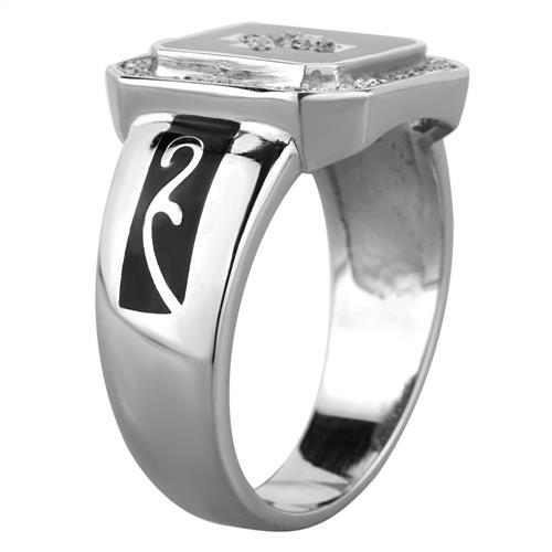 MATK1766 - High polished (no plating) Stainless Steel Ring with AAA Grade CZ  in Clear