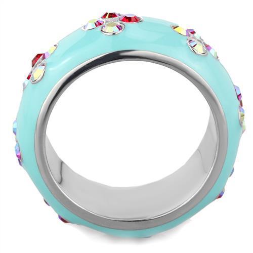 MATK1768 - High polished (no plating) Stainless Steel Ring with Top Grade Crystal  in Light Rose