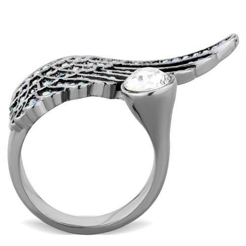MATK1769 - High polished (no plating) Stainless Steel Ring with Top Grade Crystal  in Clear