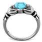MATK1770 - High polished (no plating) Stainless Steel Ring with Synthetic Turquoise in Sea Blue