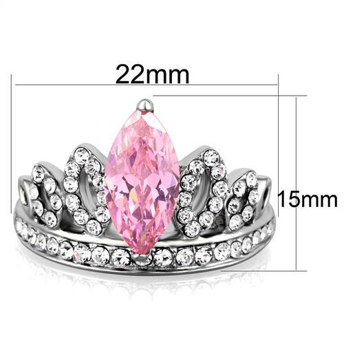 MATK1771 - High polished (no plating) Stainless Steel Ring with AAA Grade CZ  in Rose