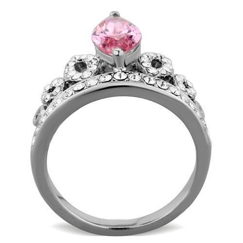 MATK1771 - High polished (no plating) Stainless Steel Ring with AAA Grade CZ  in Rose