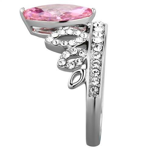 MATK1771 - High polished (no plating) Stainless Steel Ring with AAA Grade CZ  in Rose