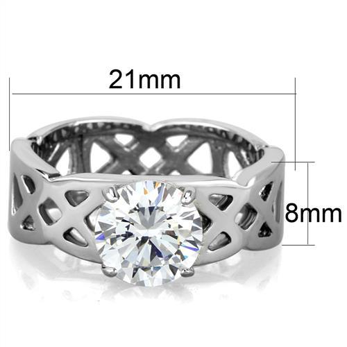 MATK1772 - High polished (no plating) Stainless Steel Ring with AAA Grade CZ  in Clear