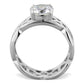 MATK1772 - High polished (no plating) Stainless Steel Ring with AAA Grade CZ  in Clear