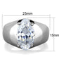 MATK1774 - High polished (no plating) Stainless Steel Ring with AAA Grade CZ  in Clear