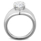 MATK1774 - High polished (no plating) Stainless Steel Ring with AAA Grade CZ  in Clear