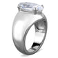 MATK1774 - High polished (no plating) Stainless Steel Ring with AAA Grade CZ  in Clear