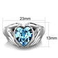 MATK1775 - High polished (no plating) Stainless Steel Ring with Top Grade Crystal  in Sea Blue