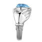 MATK1775 - High polished (no plating) Stainless Steel Ring with Top Grade Crystal  in Sea Blue