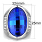 MATK1778 - High polished (no plating) Stainless Steel Ring with Synthetic Synthetic Glass in Capri Blue
