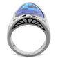 MATK1778 - High polished (no plating) Stainless Steel Ring with Synthetic Synthetic Glass in Capri Blue