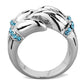 MATK1779 - High polished (no plating) Stainless Steel Ring with Top Grade Crystal  in Sapphire