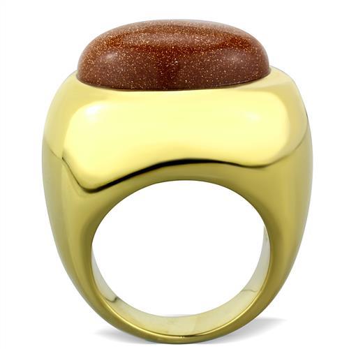 MATK1781 - IP Gold(Ion Plating) Stainless Steel Ring with Synthetic Twinkling in Topaz