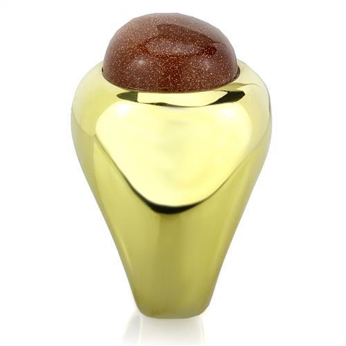 MATK1781 - IP Gold(Ion Plating) Stainless Steel Ring with Synthetic Twinkling in Topaz