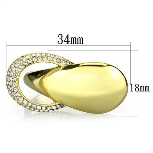 MATK1782 - IP Gold(Ion Plating) Stainless Steel Ring with Top Grade Crystal  in Clear