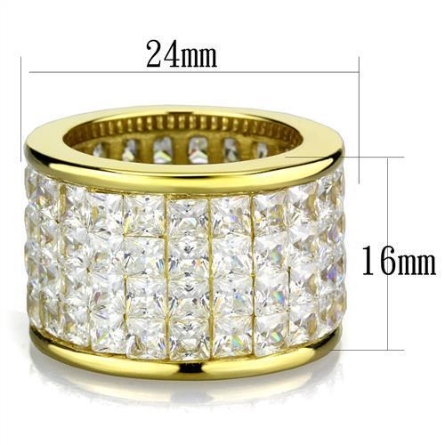 MATK1783 - IP Gold(Ion Plating) Stainless Steel Ring with AAA Grade CZ  in Clear