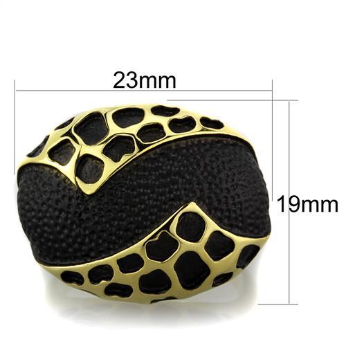 MATK1784 - IP Gold(Ion Plating) Stainless Steel Ring with Epoxy  in Jet