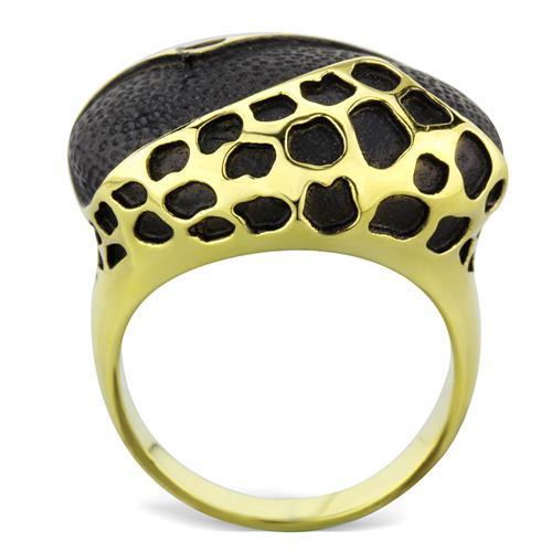 MATK1784 - IP Gold(Ion Plating) Stainless Steel Ring with Epoxy  in Jet